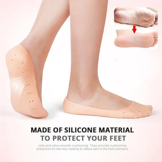 1 Pair unisex silicone gel socks moisturizing sock breathable elastic heel cracked protector socks