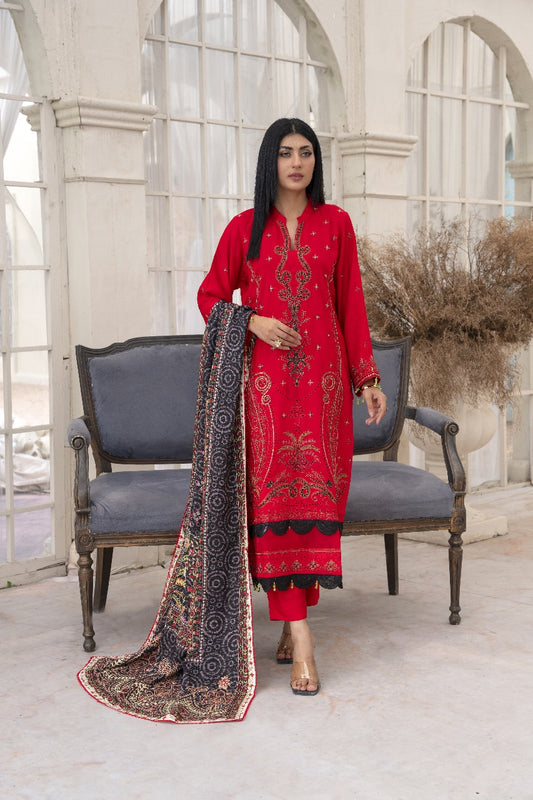 ZARMEEN &amp; EMAAN® Boring Viscose Embroidery  Unstitched l 3 PIECES