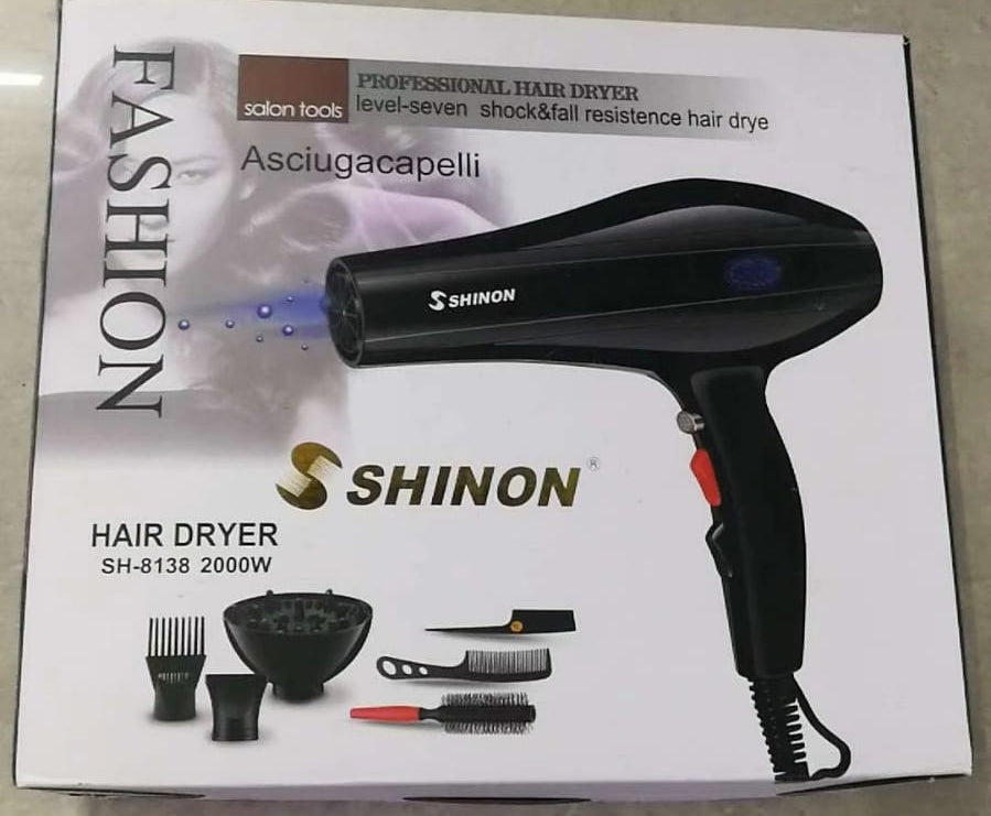 (black )Shinon Hair Dryers Salon Home Used Professional Blow Hair Dryer With  complete accessories