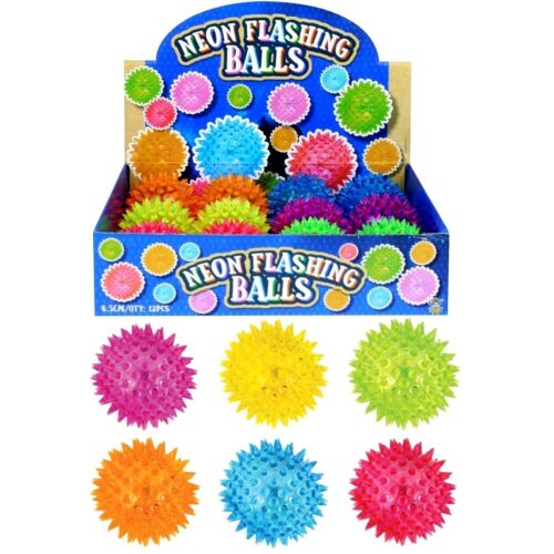 (pack of 6) Whistle Led ball Size 75mm Flashing LED Light Up Spikey Balls Bouncy Colorful Ball Boys Girls Sensory Toy - 1 Pcs